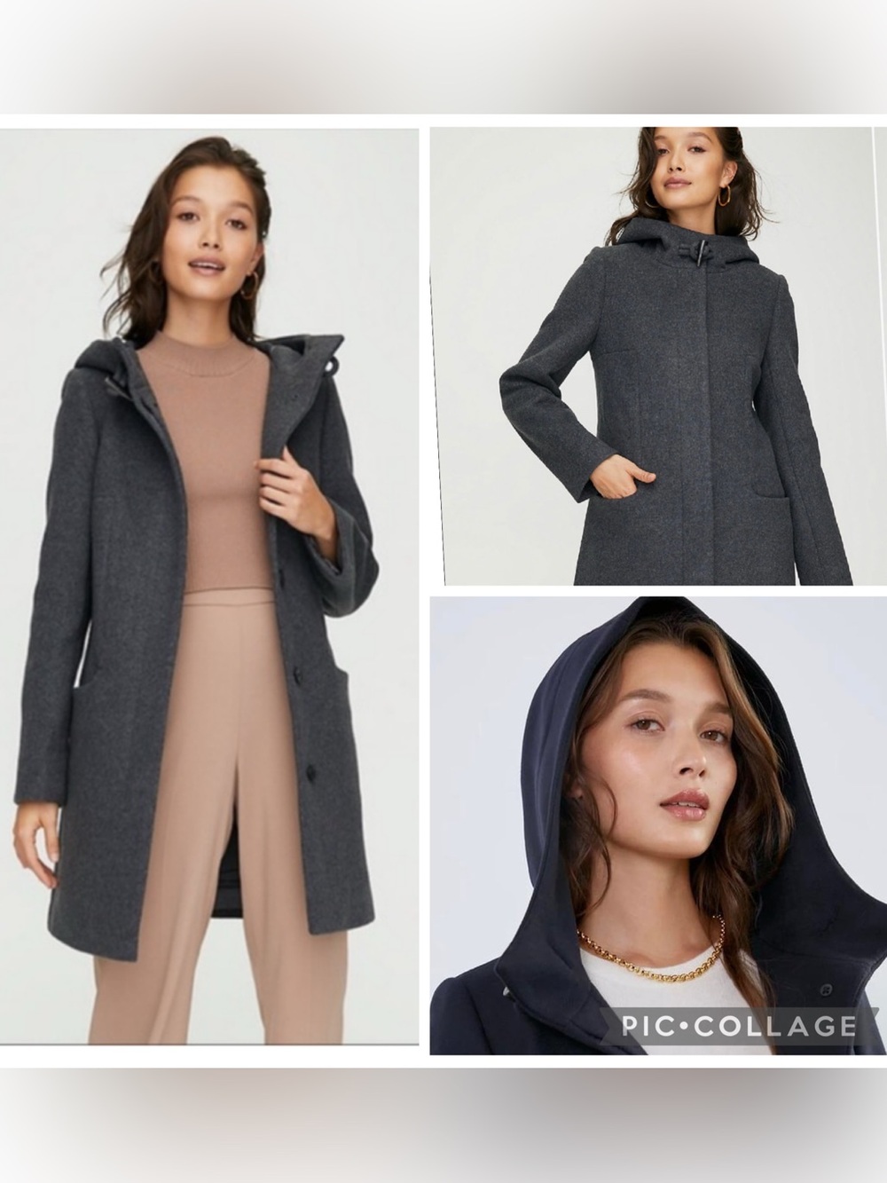 Aritzia Babaton Pearce Hooded Wool Cashmere Coat Gray Size XS